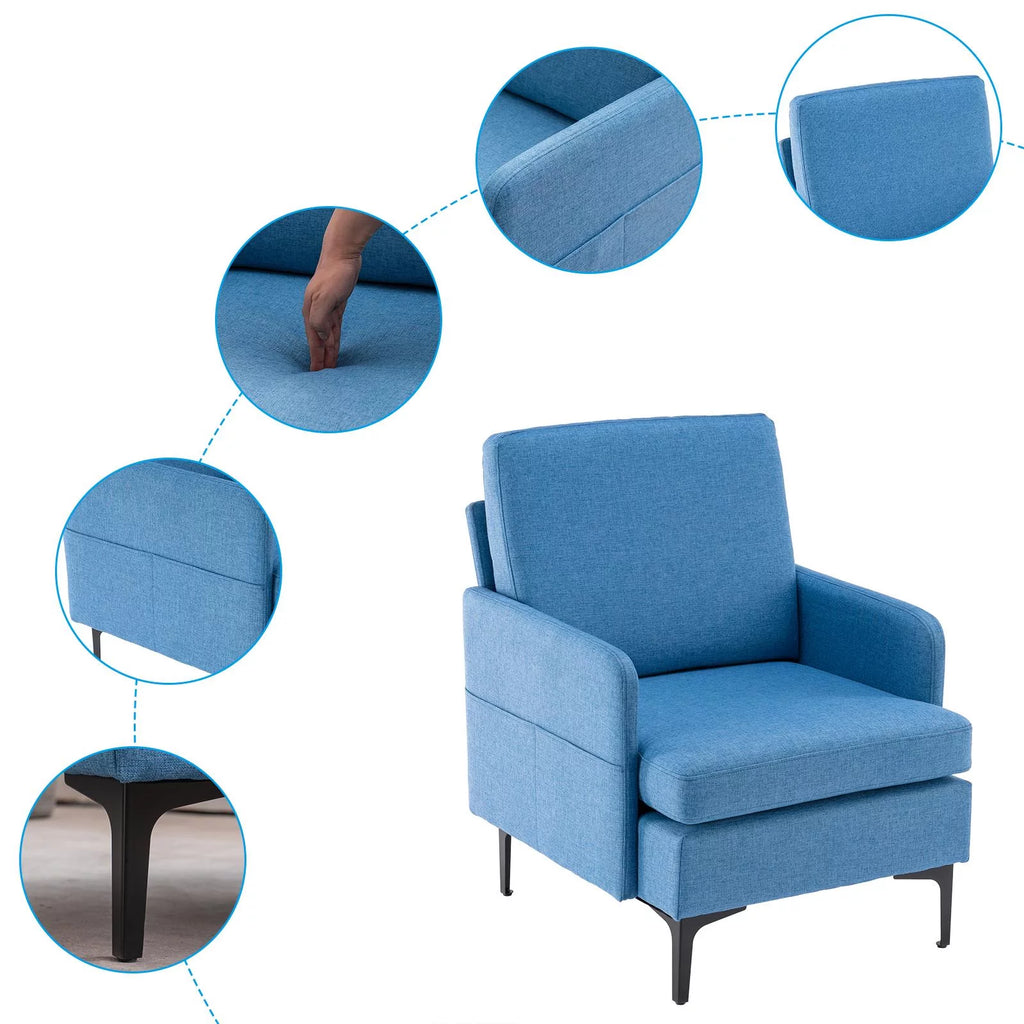 Fabric Arm Chair with Side Bags Dark Gray Z6728