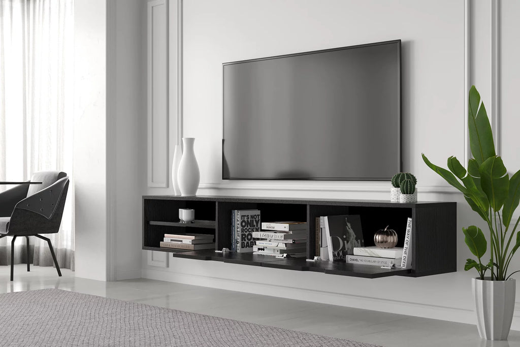 Black Wood 71 inch Tv Stand N368