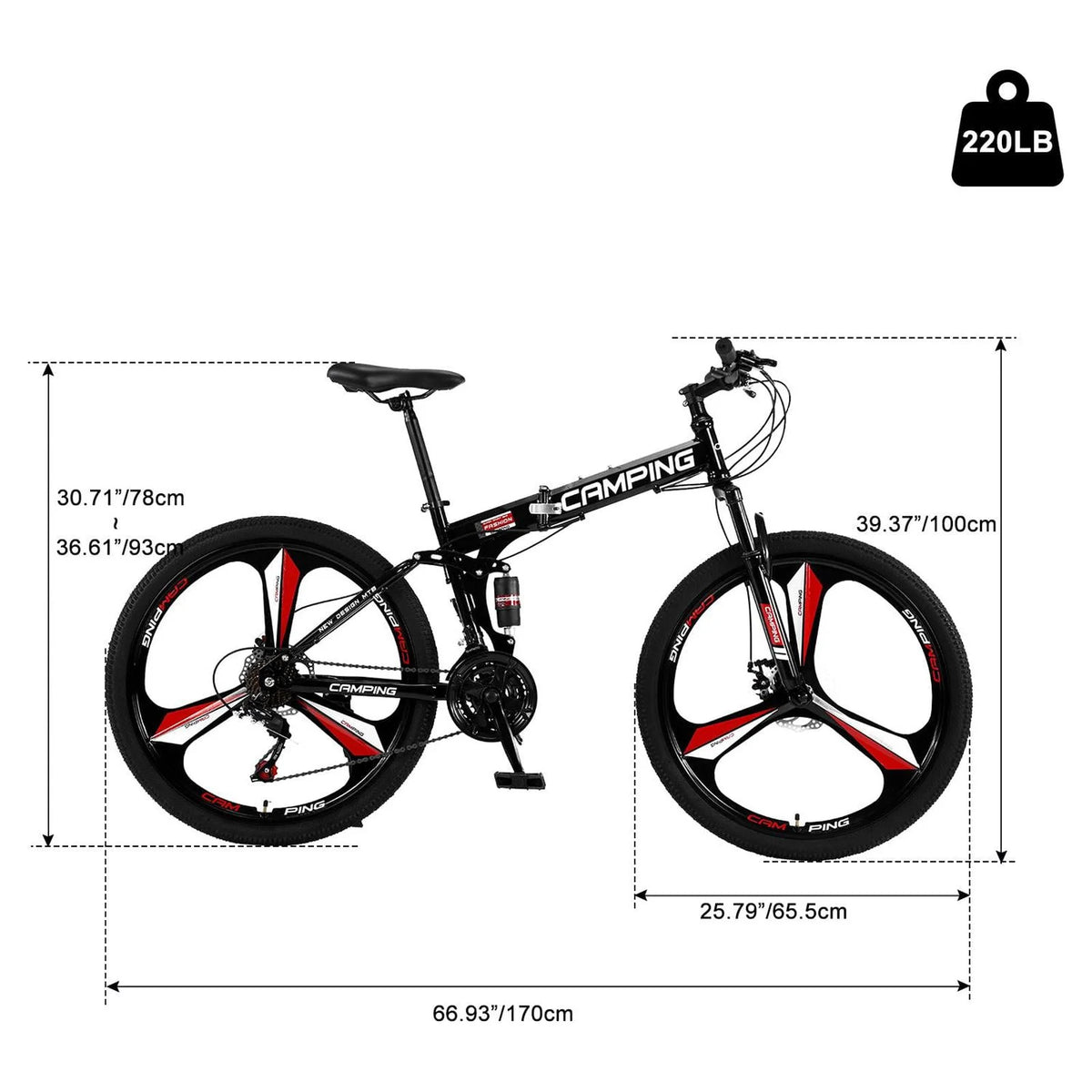 Folding Mountain Bike 21 Speed Black M8194