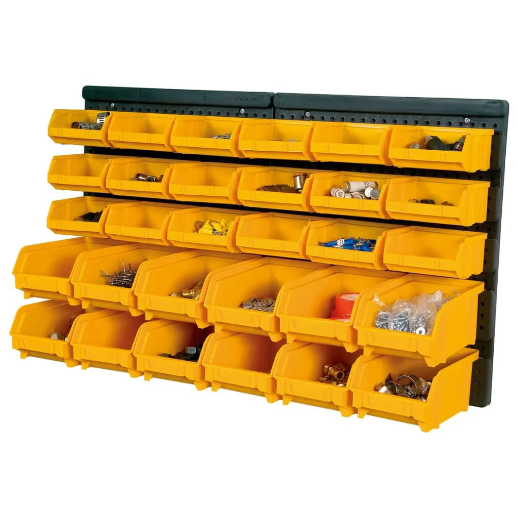 32 Piece Storage Bin Kit with Wall Panels Yellow and Black F75522