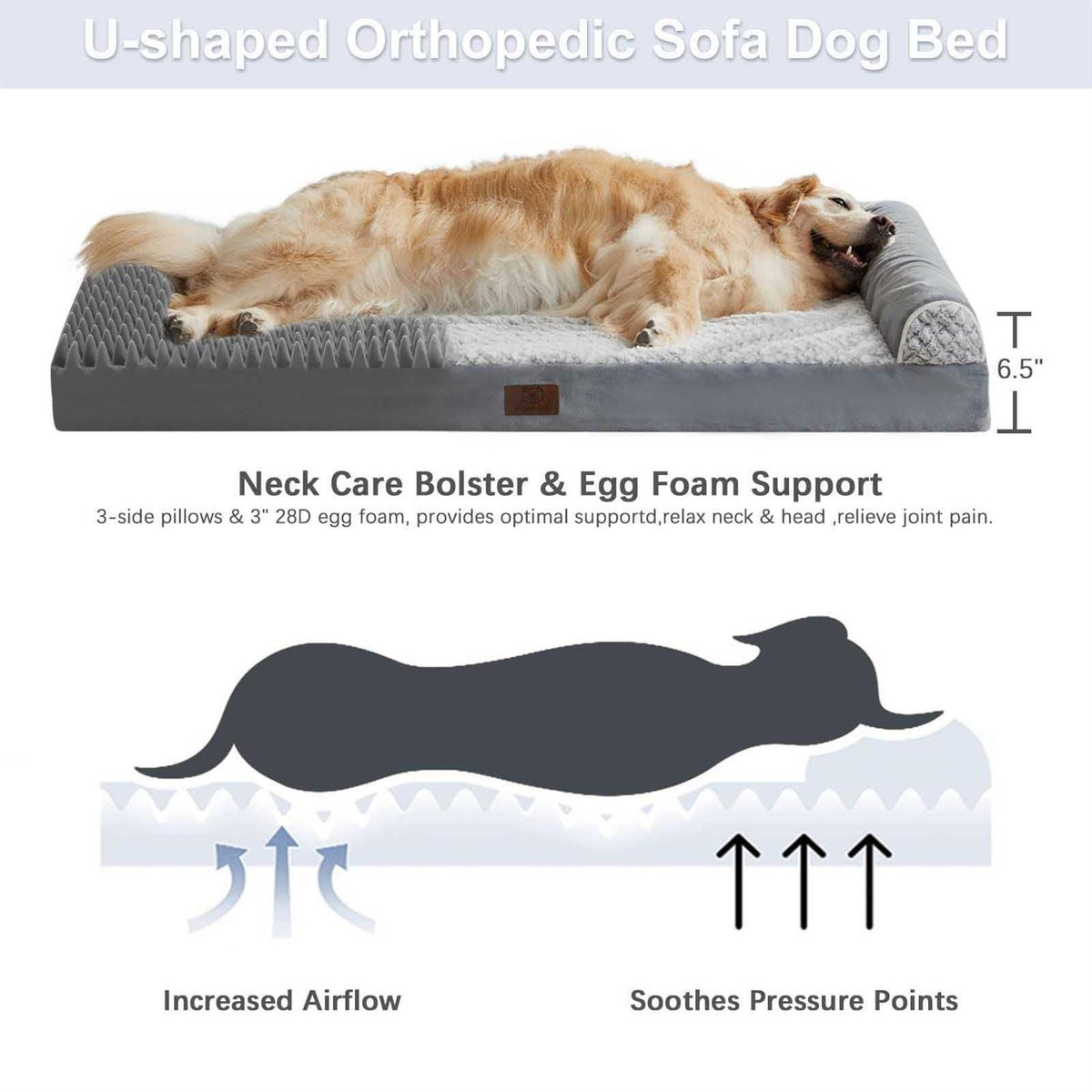 Orthopedic Sofa Dog Bed with Removable Waterproof Cover X5962