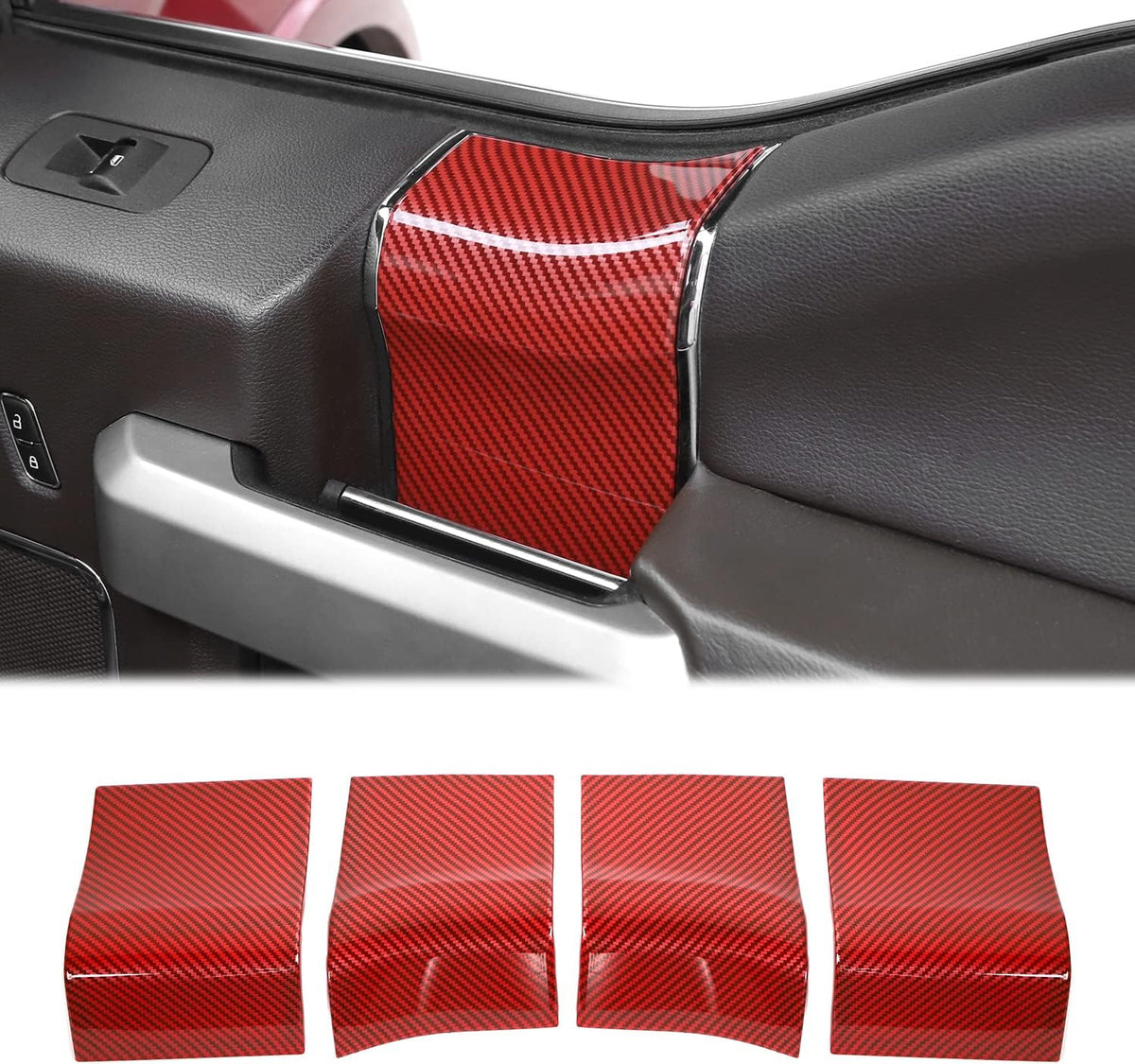 Red Carbon Fiber Interior Door Handle Panel Trim Cover P5014