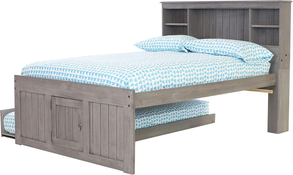 Charcoal Full Bookcase Bed with 3 Drawers and Twin Trundle L624