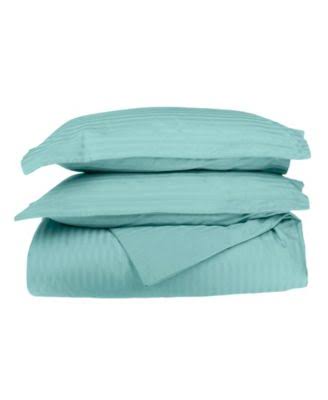 650 Thread Count Egyptian Cotton Stripe Duvet Cover Set California King White E7753