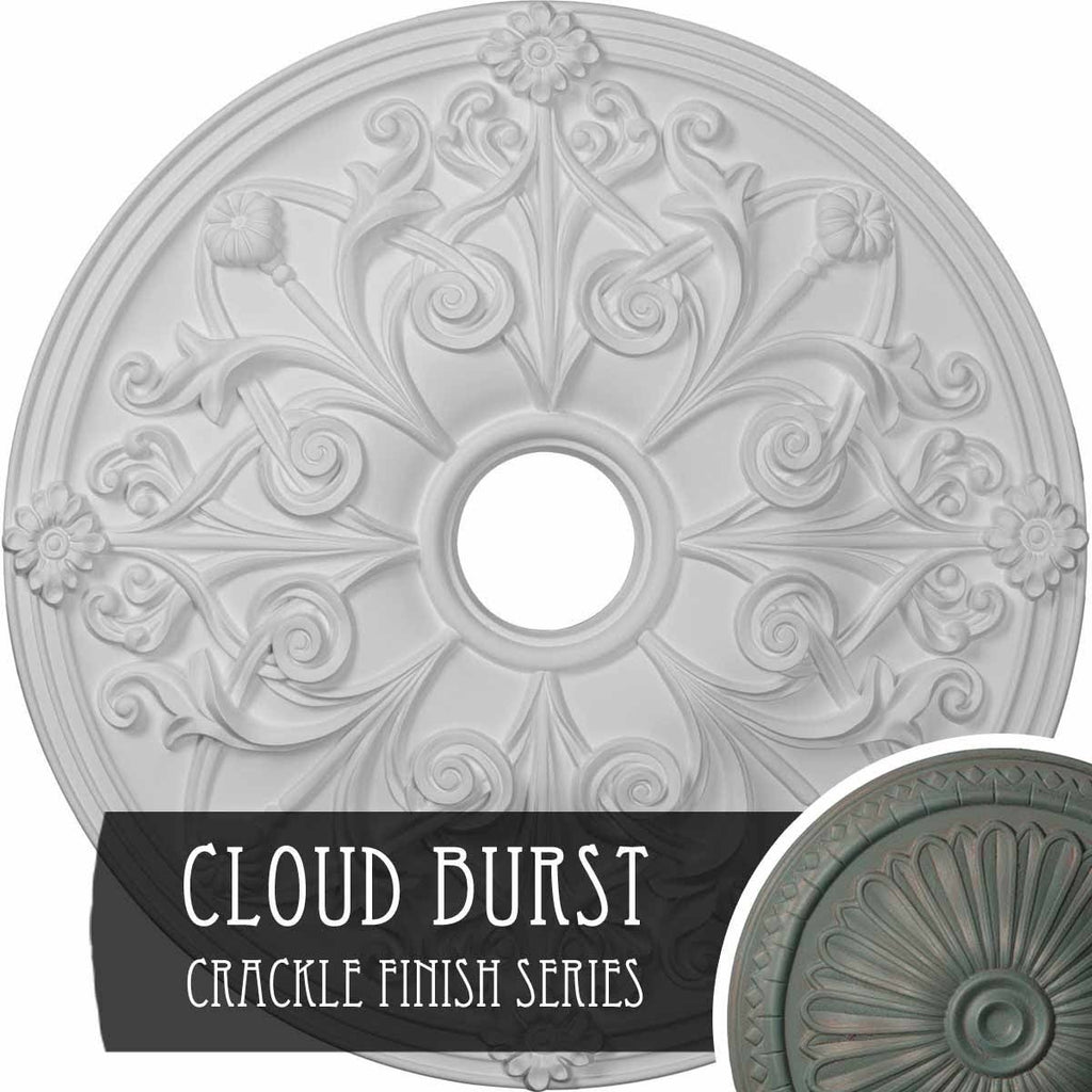Hand-Painted Cloud Burst Crackle Ceiling Medallion X913813
