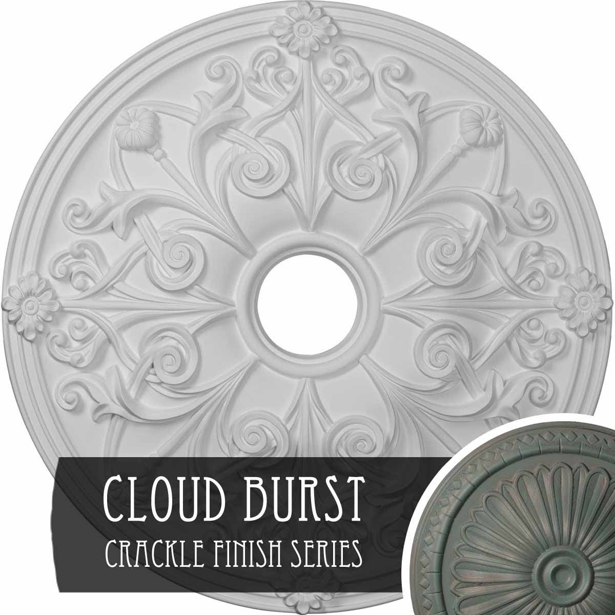 Hand-Painted Cloud Burst Crackle Ceiling Medallion X913813