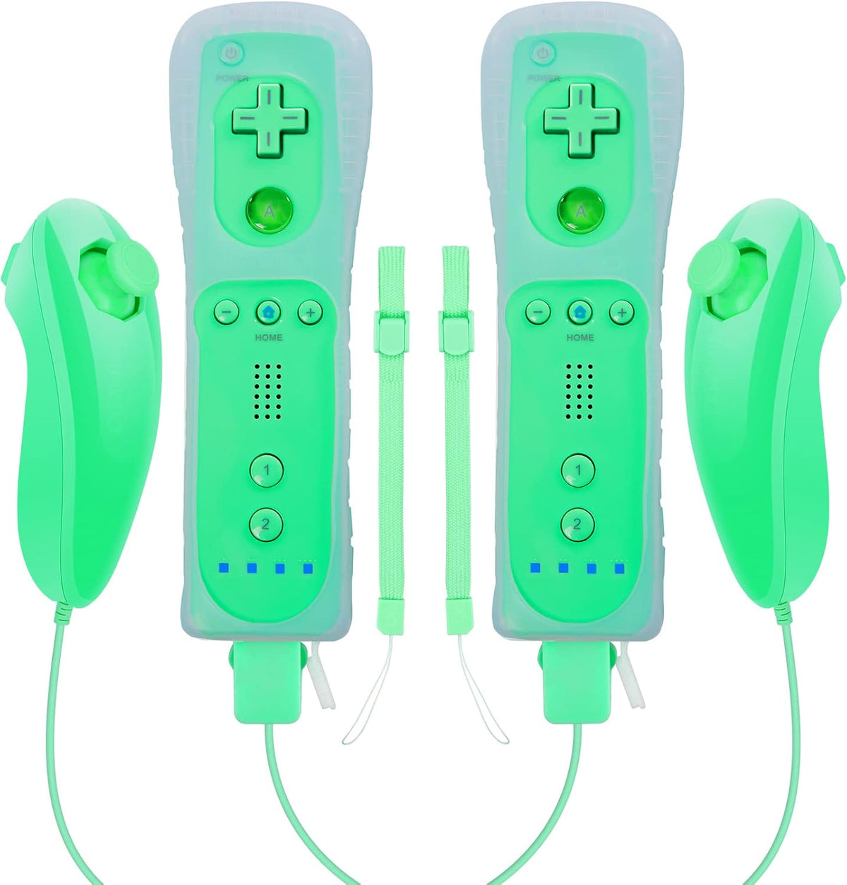 Wireless Controller and Nunchuck Joystick 2 Packs with Silicone Case and Wrist Strap Y2249