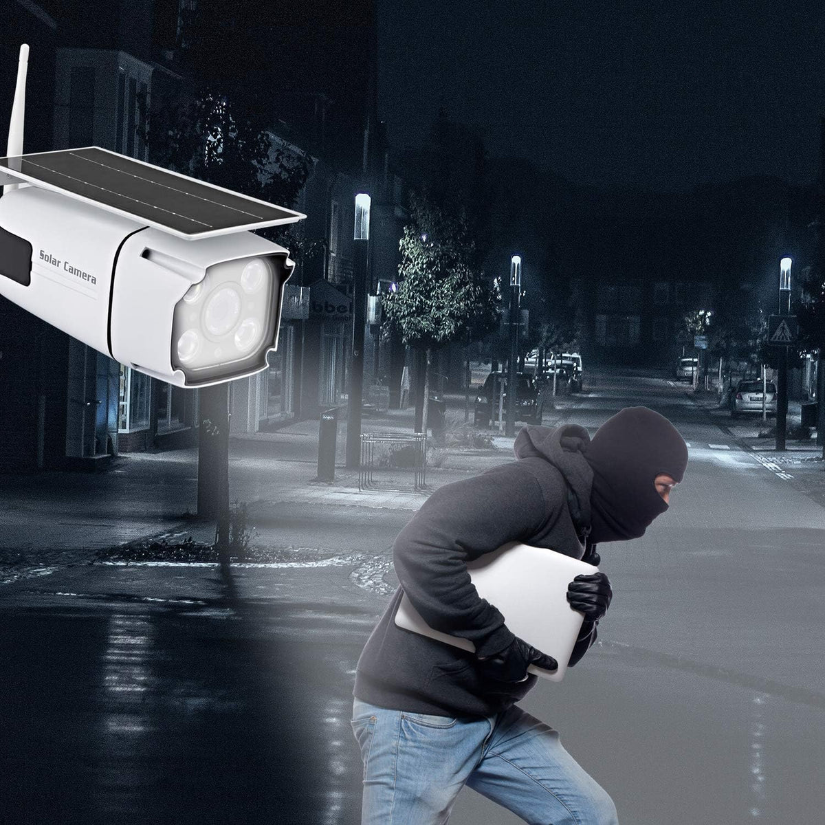 Solar Powered Wireless Security Camera 2.4Ghz WiFi IP CCTV Camera W874576