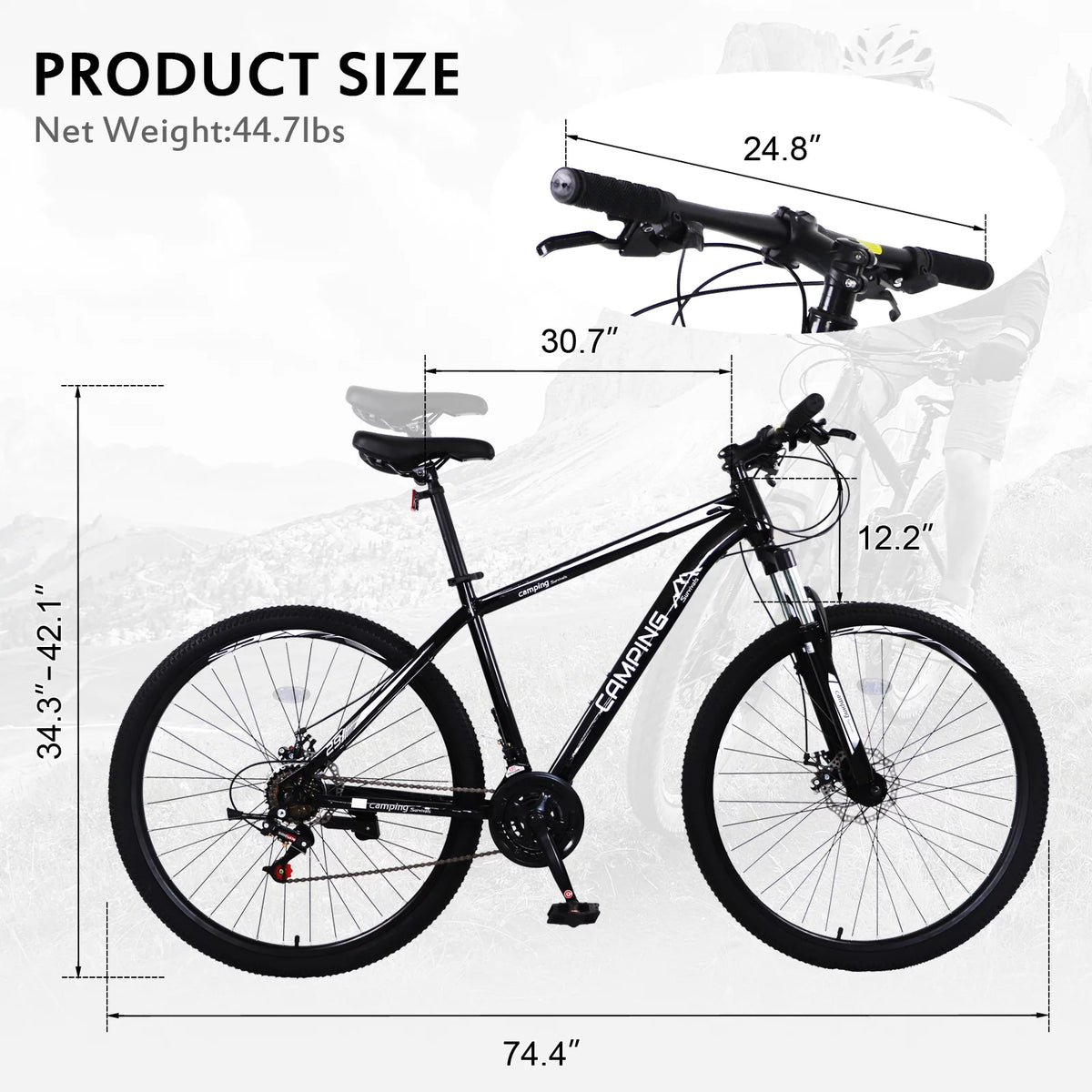 29in 21 Speed High Carbon Steel Mountain Bike Black D7301