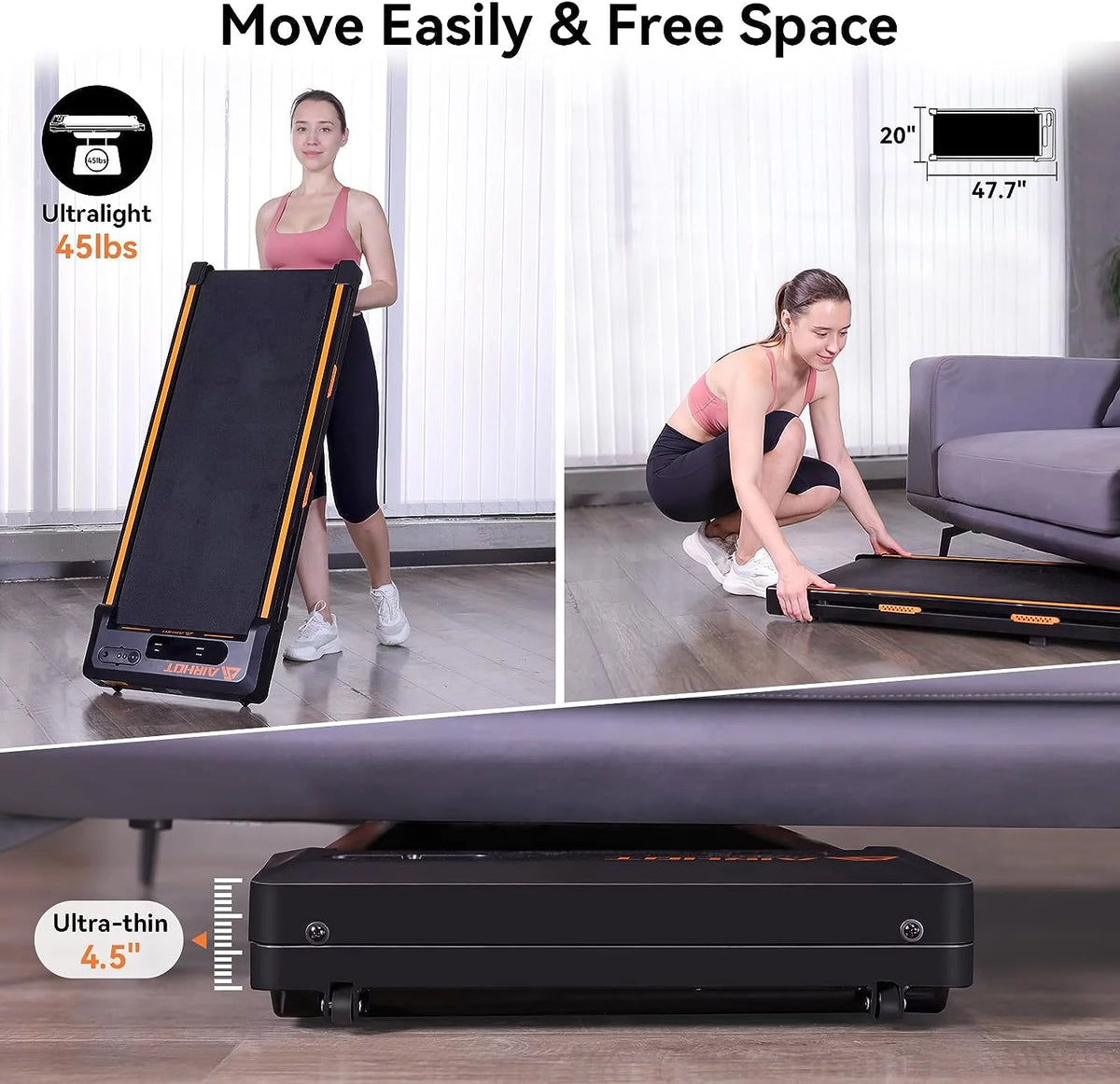 Under Desk Treadmill 2 in 1 Black T425