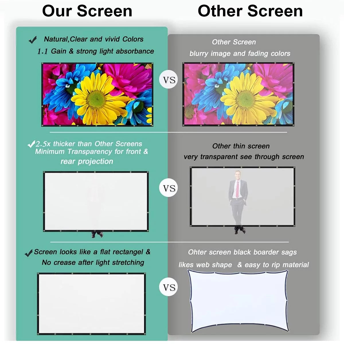 150 Inch 16:9 Foldable Projection Screen H606