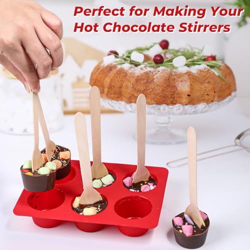 2pcs Silicone Hot Chocolate Spoon Molds with 30 Wooden Spoons A47633