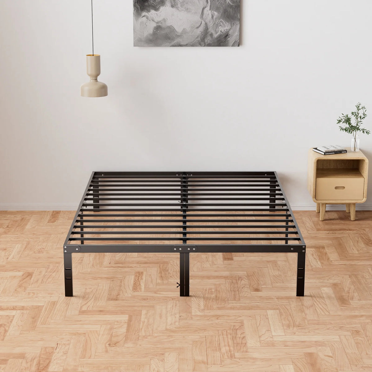 Queen Size Metal Platform Bed Frame with Underbed Storage E1283