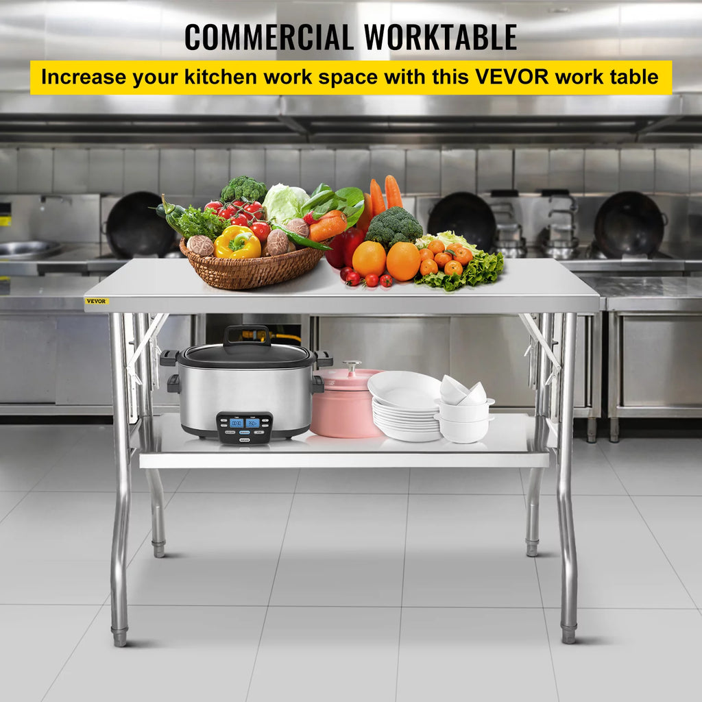 Stainless Steel Folding Prep Table 48 x 24 x 33.5 inch T127602
