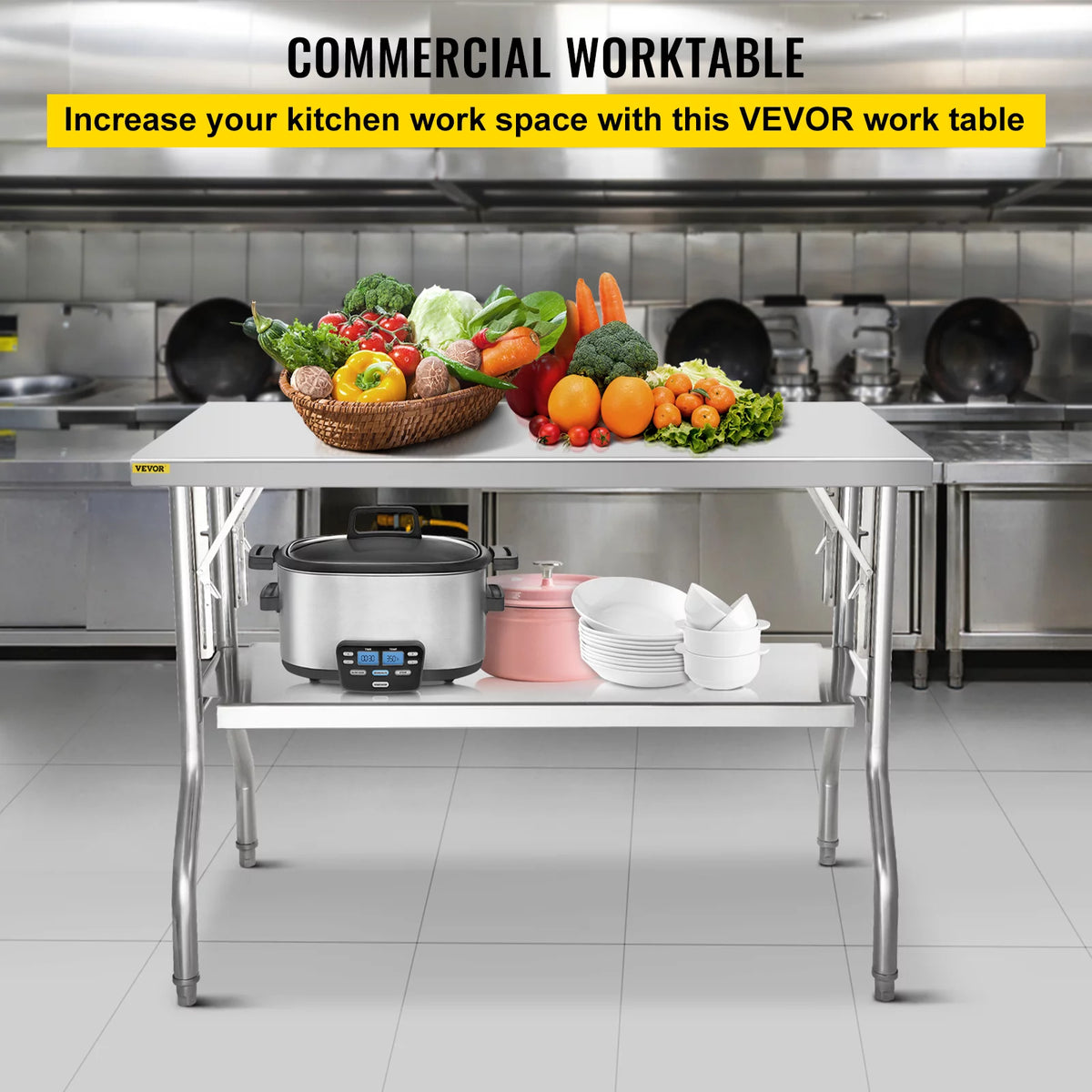 Stainless Steel Folding Prep Table 48 x 24 x 33.5 inch T127602