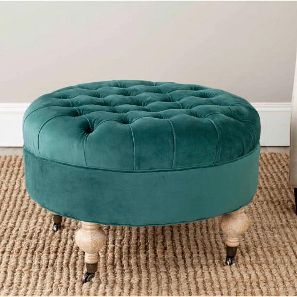 Marine Tufted Round Ottoman with Casters R553