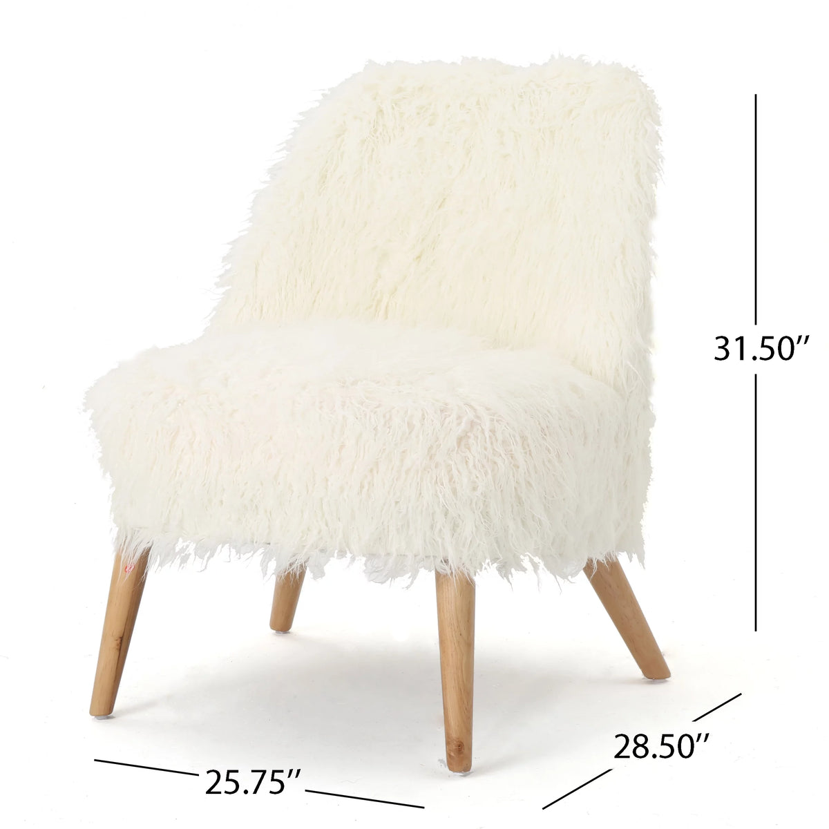 White Faux Fur Accent Chair J294