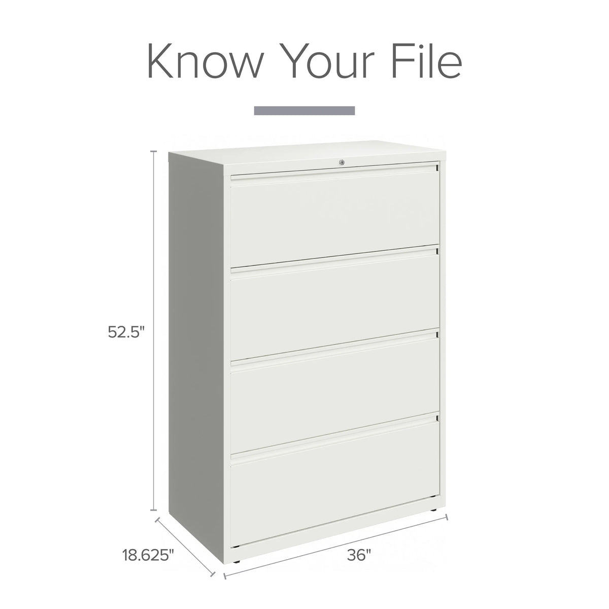 36 Inch Wide 4 Drawer Metal Lateral File Cabinet White V97188