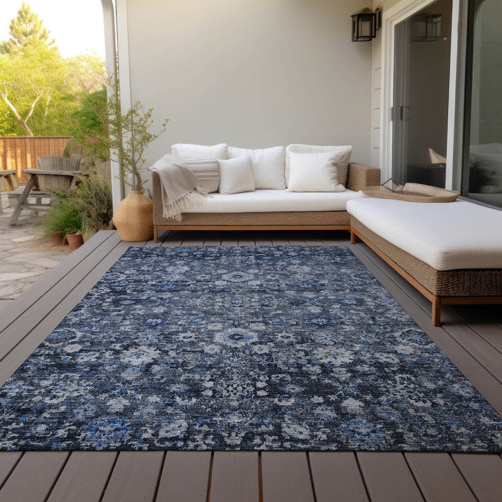 Blue 9' x 12' Indoor Outdoor Area Rug Z5260
