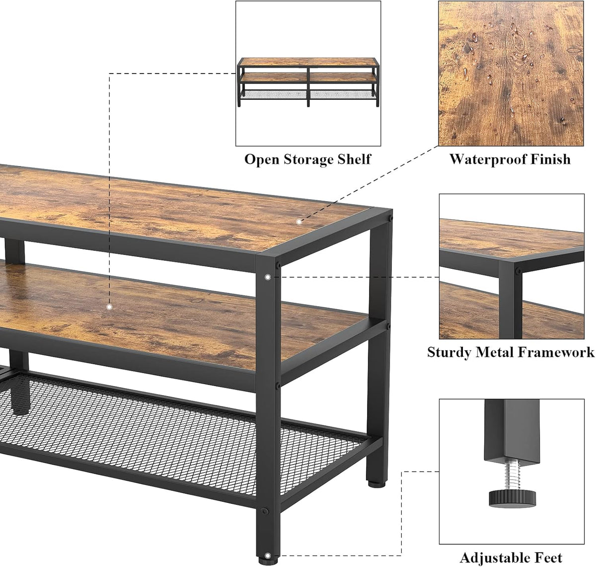 Rustic Brown and Gray Oak TV Stand D14574