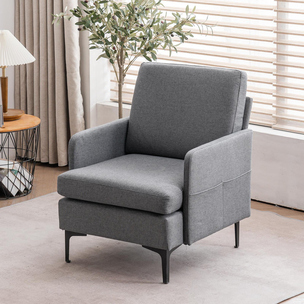 Fabric Arm Chair with Side Bags Dark Gray Z6728