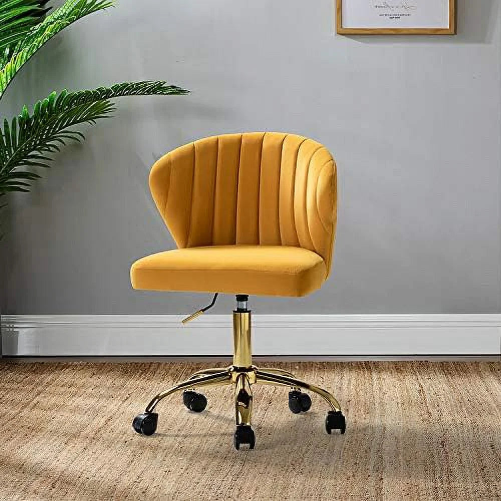 Velvet Armless Office Chair with Wheels N4408