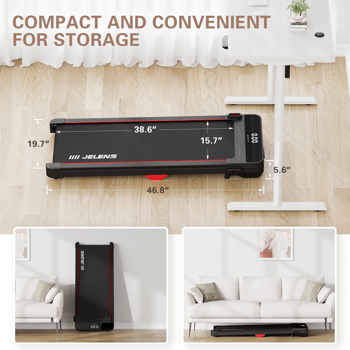 2.5HP Portable Under Desk Treadmill with Remote Control H68516