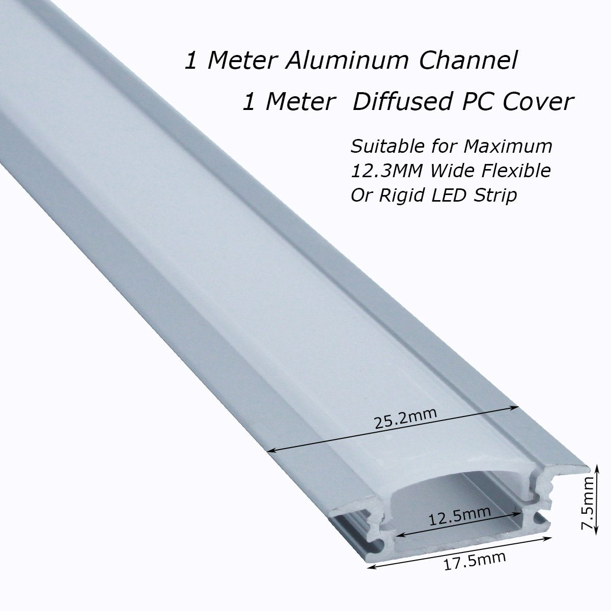 10 Pack Recess Aluminum Channels for LED Strips 1 Meter Frosted Diffused I779