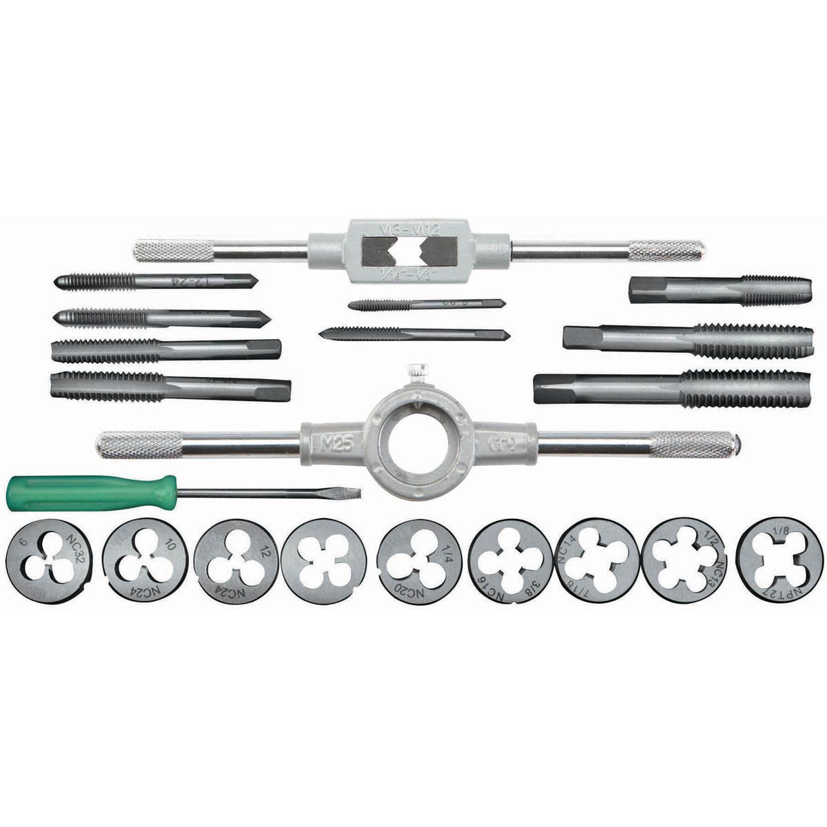 Carbon Steel SAE Tap and Die Set, 21 Piece B29874