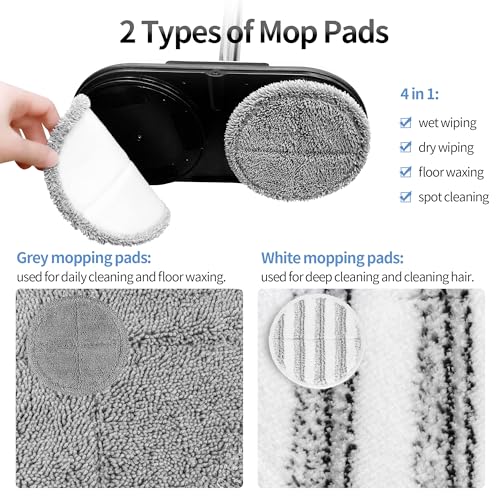 Cordless Electric Spin Mop with Water Sprayer and LED Headlight L901480