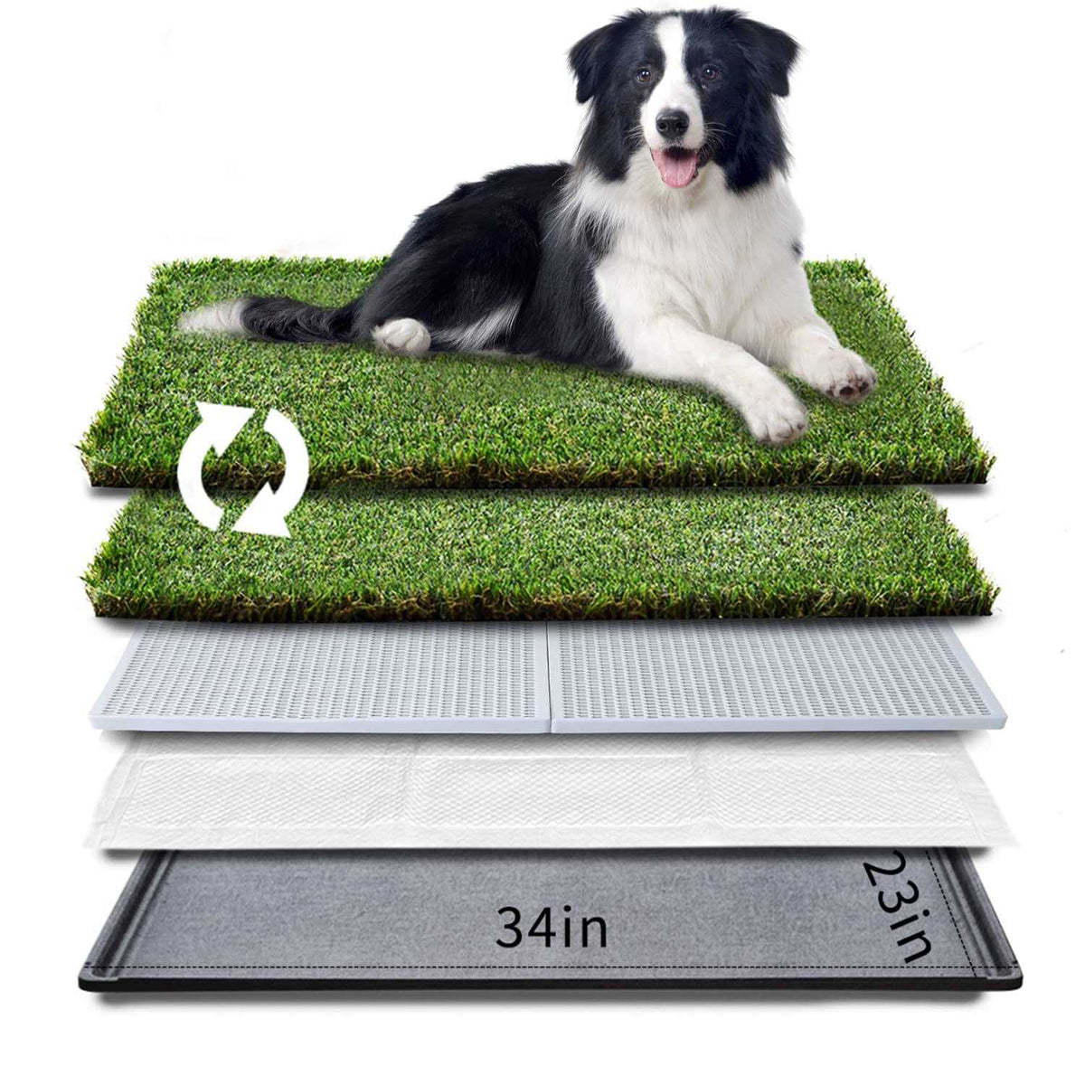Dog Grass Pad with Tray Large Dog Litter Box Toilet 34”×23” P80716