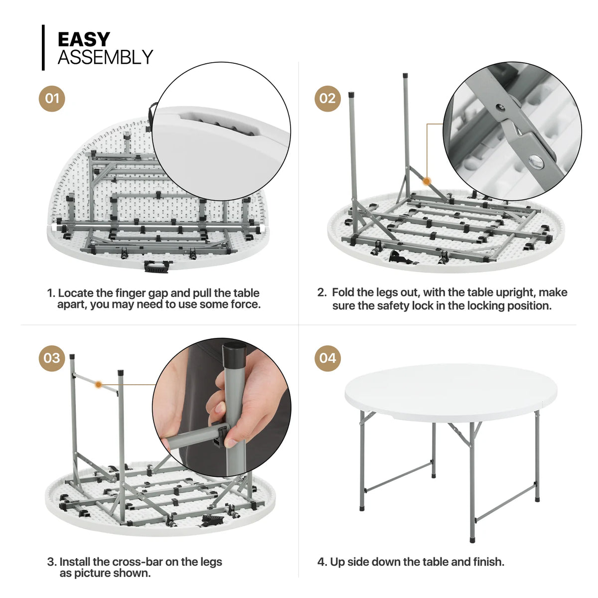 7 Pieces 4 FT Folding Round Table and Chair Set Q76116