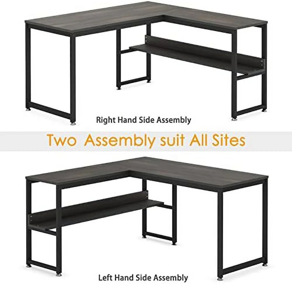 L Shaped Desk 55 inch with Shelves X488