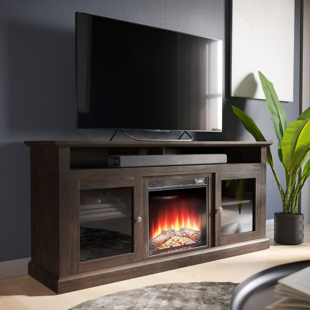 60 Inch TV Stand with Open Storage Shelves & Cabinets J97228