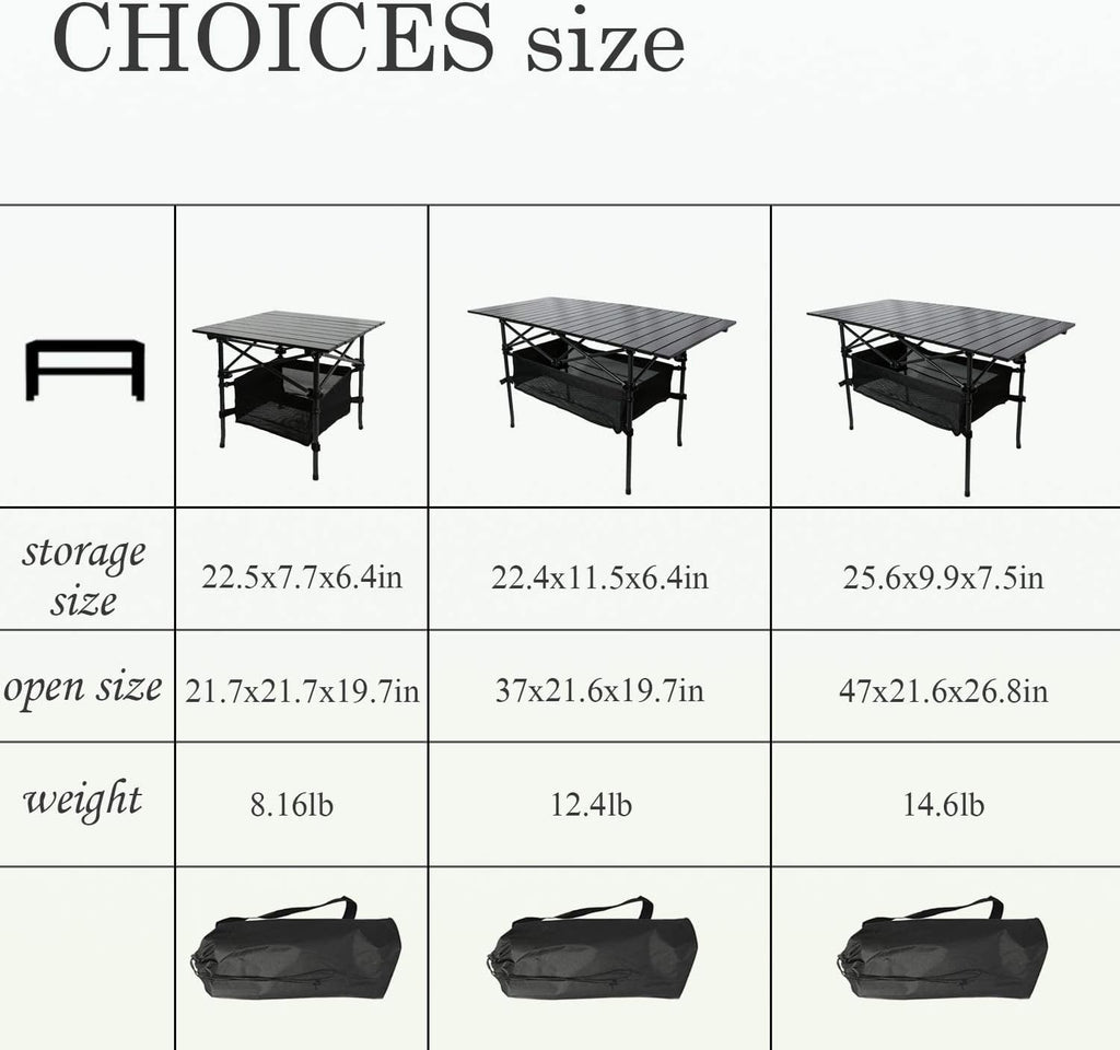 Portable Aluminum Folding Camping Table with Carry Bag T5058