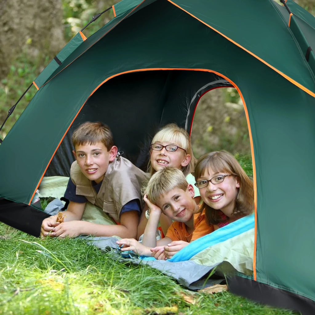 4 Person Pop up Camping Tent, Green D596049