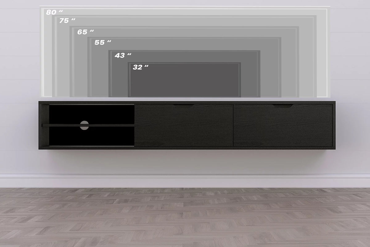 Black Wood 71 inch Tv Stand N368