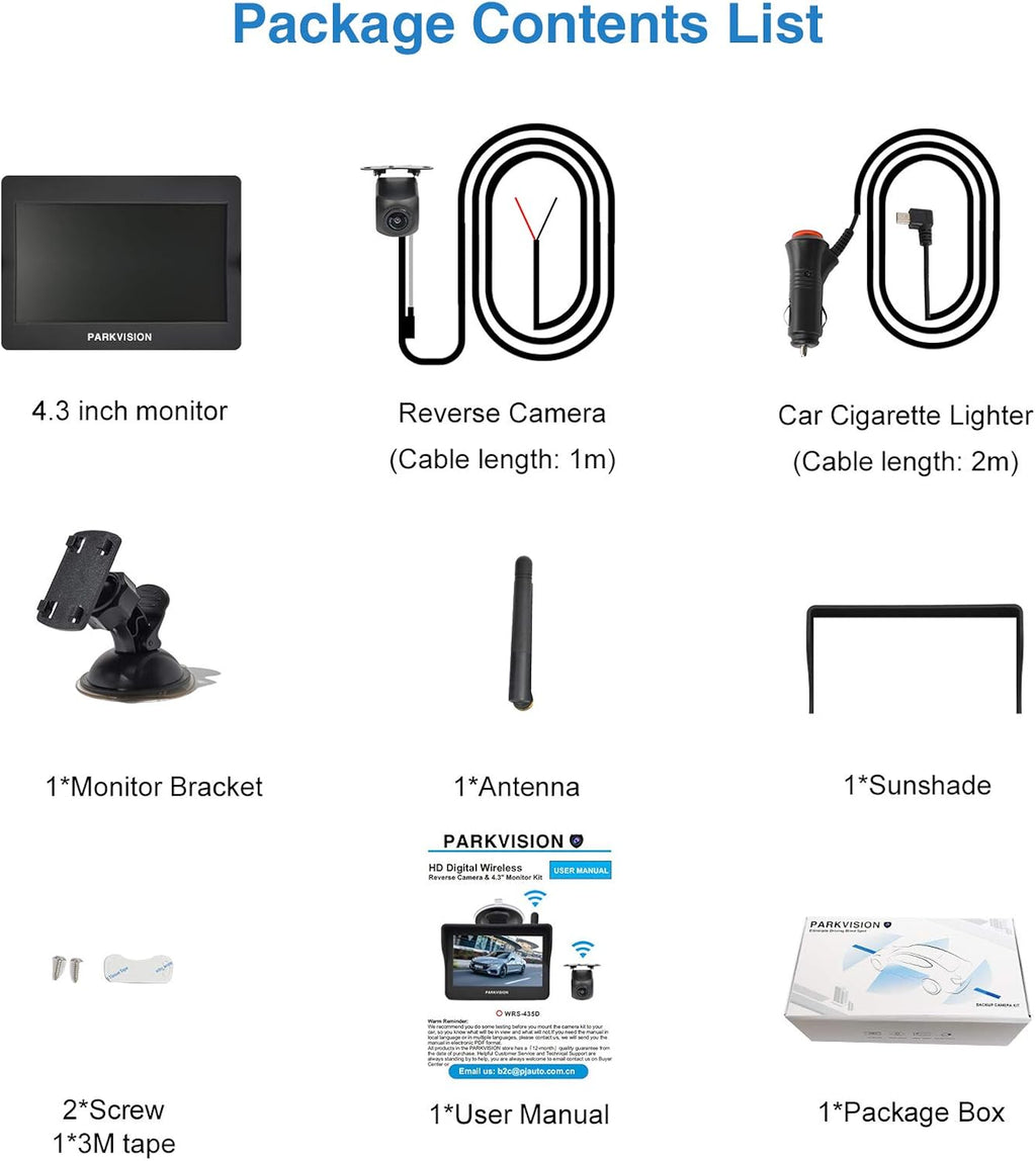 Digital Wireless Backup Camera Kit with 4.3'' HD Monitor IP68 Waterproof C4781