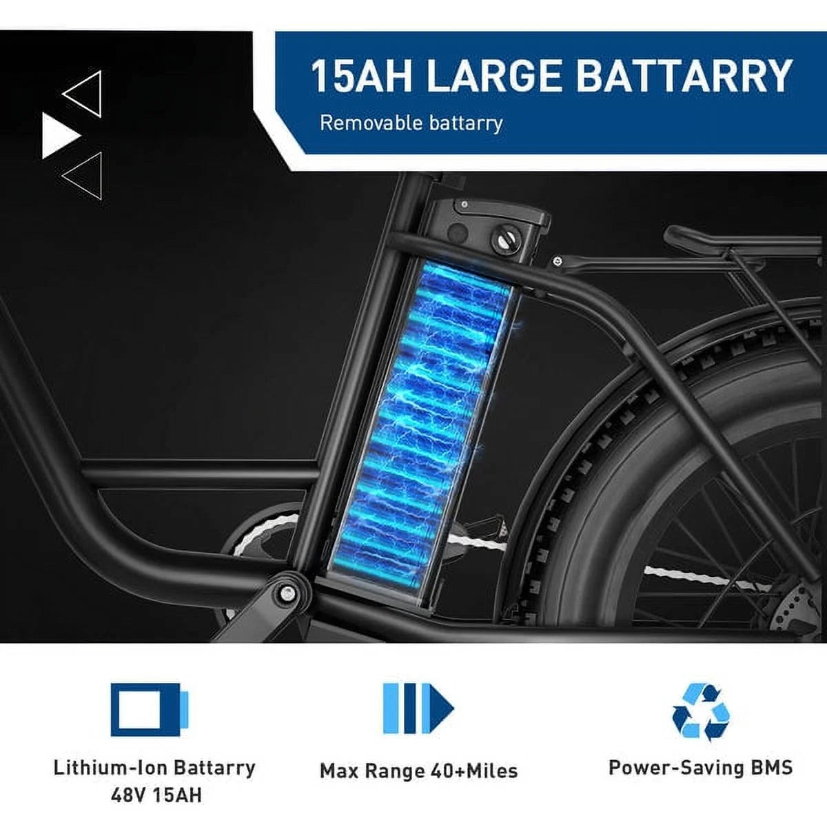 Electric Bike 20x 4.0 Fat Tire 500W 48V 15AH Black T620777