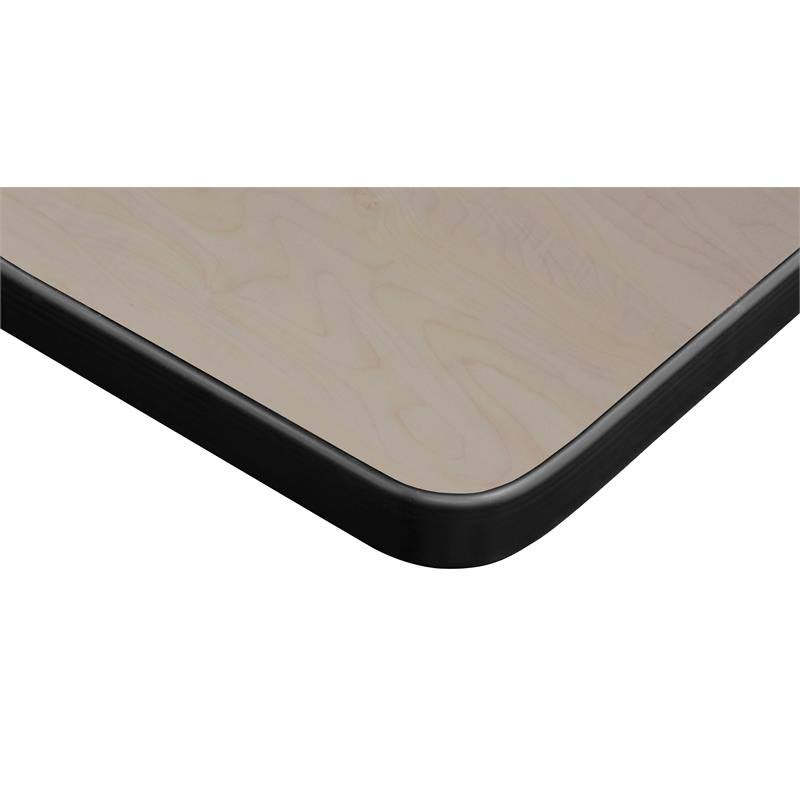 Maple Square Breakroom Table & 4 Black Stack Chairs Y5890