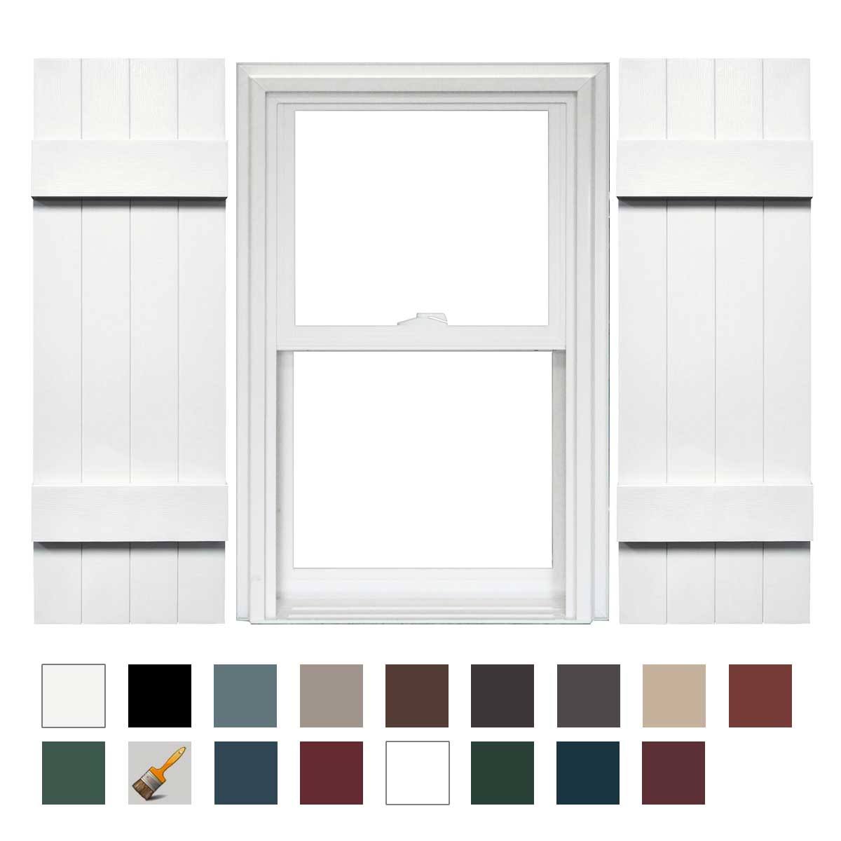 4 Board and Batten Vinyl Shutters 1 Pair 14 x 35 White T39657