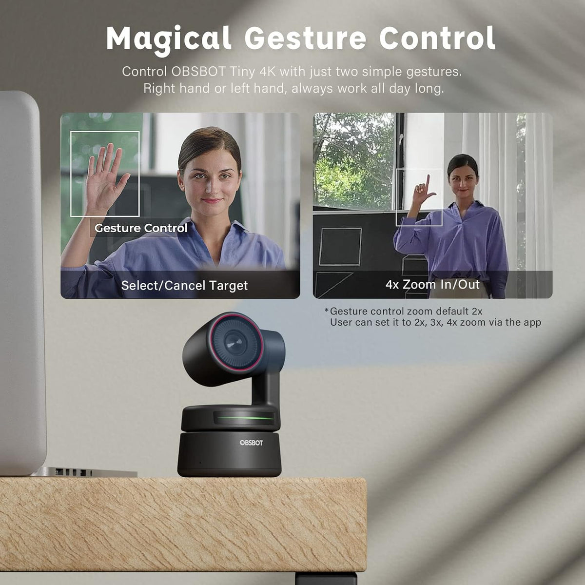 4K PTZ Webcam with Dual Omni-Directional Mic 4X Zoom V735