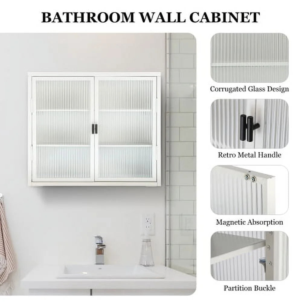 Haze Double Glass Door Wall Cabinet with Detachable Shelves E589