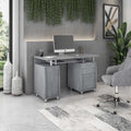 Gray Computer Workstation with Cabinet and Drawers Z47526