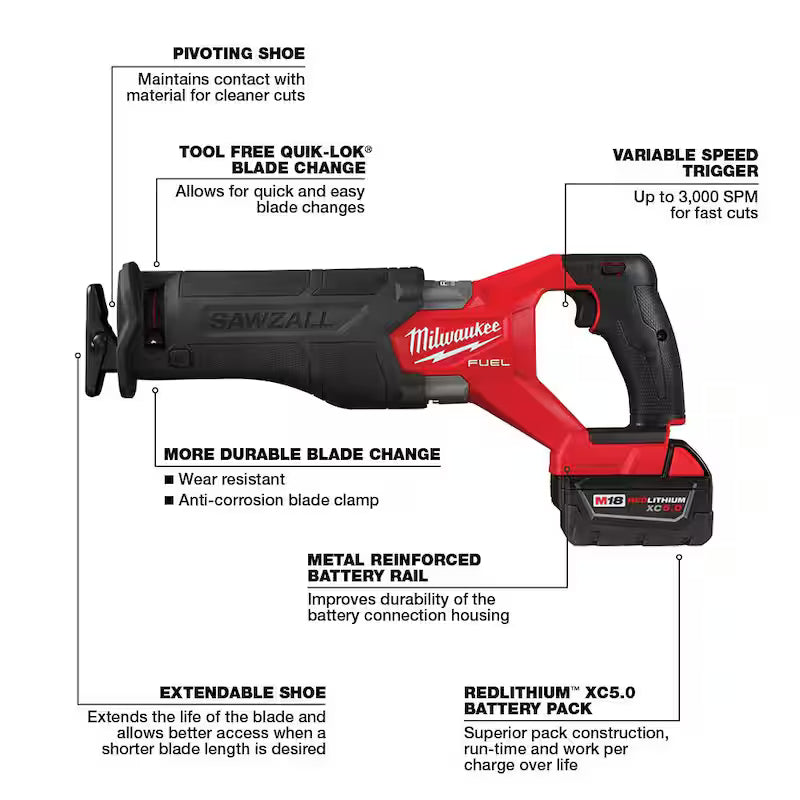 18-Volt Lithium-Ion Brushless Cordless Reciprocating Saw and Hammer Drill C58964