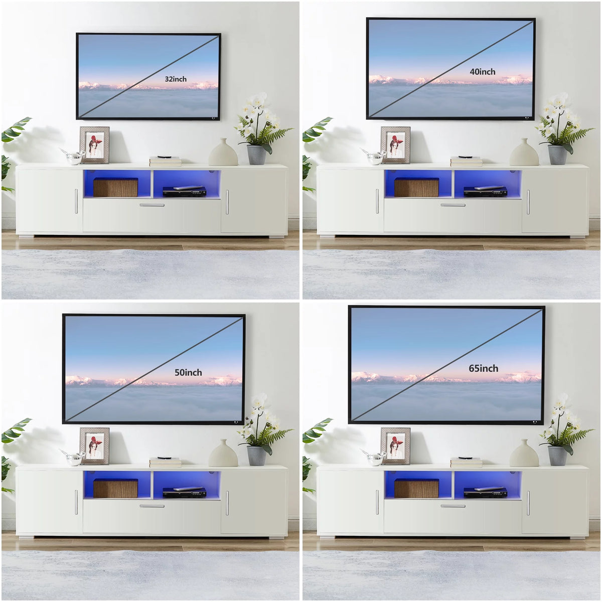 High Glossy TV Stand Cabinet with 3 Doors and Open Shelf X591939