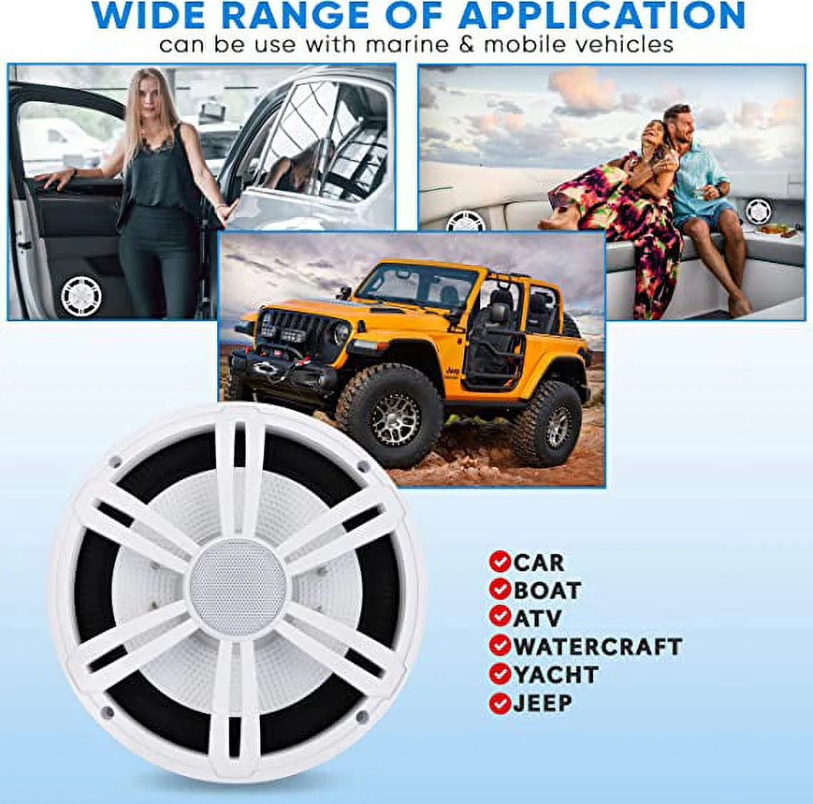 6.5” Slim Marine Subwoofer - 150W 4 Ohm Waterproof Component Speaker System (White) G1729