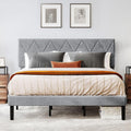 King Size Upholstered Platform Bed with Adjustable Headboard and Under-Bed Storage, Grey C23861