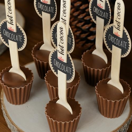 100 Set Christmas Disposable Wooden Spoons 5.5 Inches Q47003