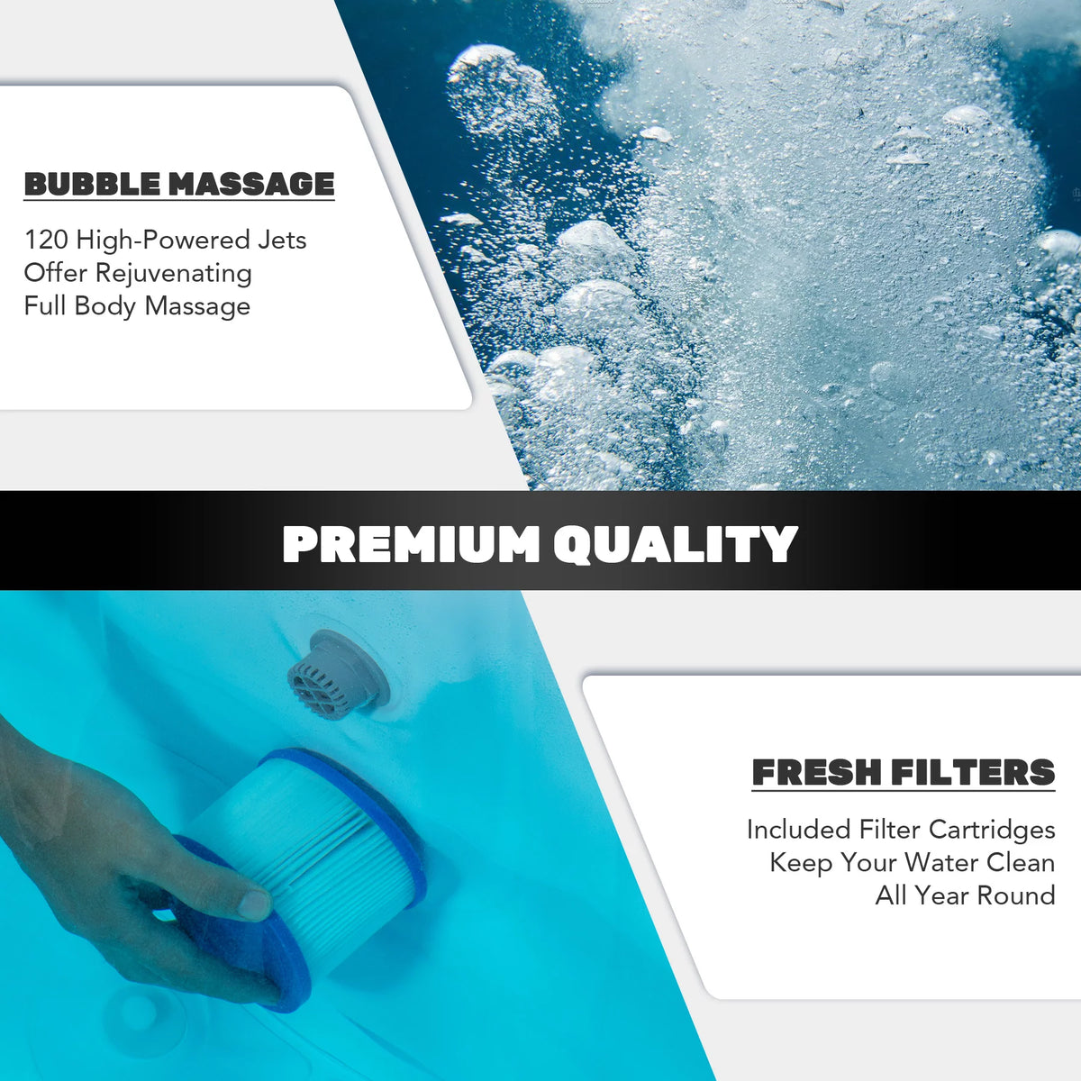 4 Person Inflatable Hot Tub Pool with Massage Jets A531